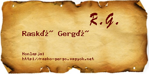 Raskó Gergő névjegykártya